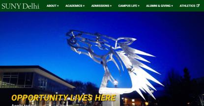 SUNY Delhi website screenshot